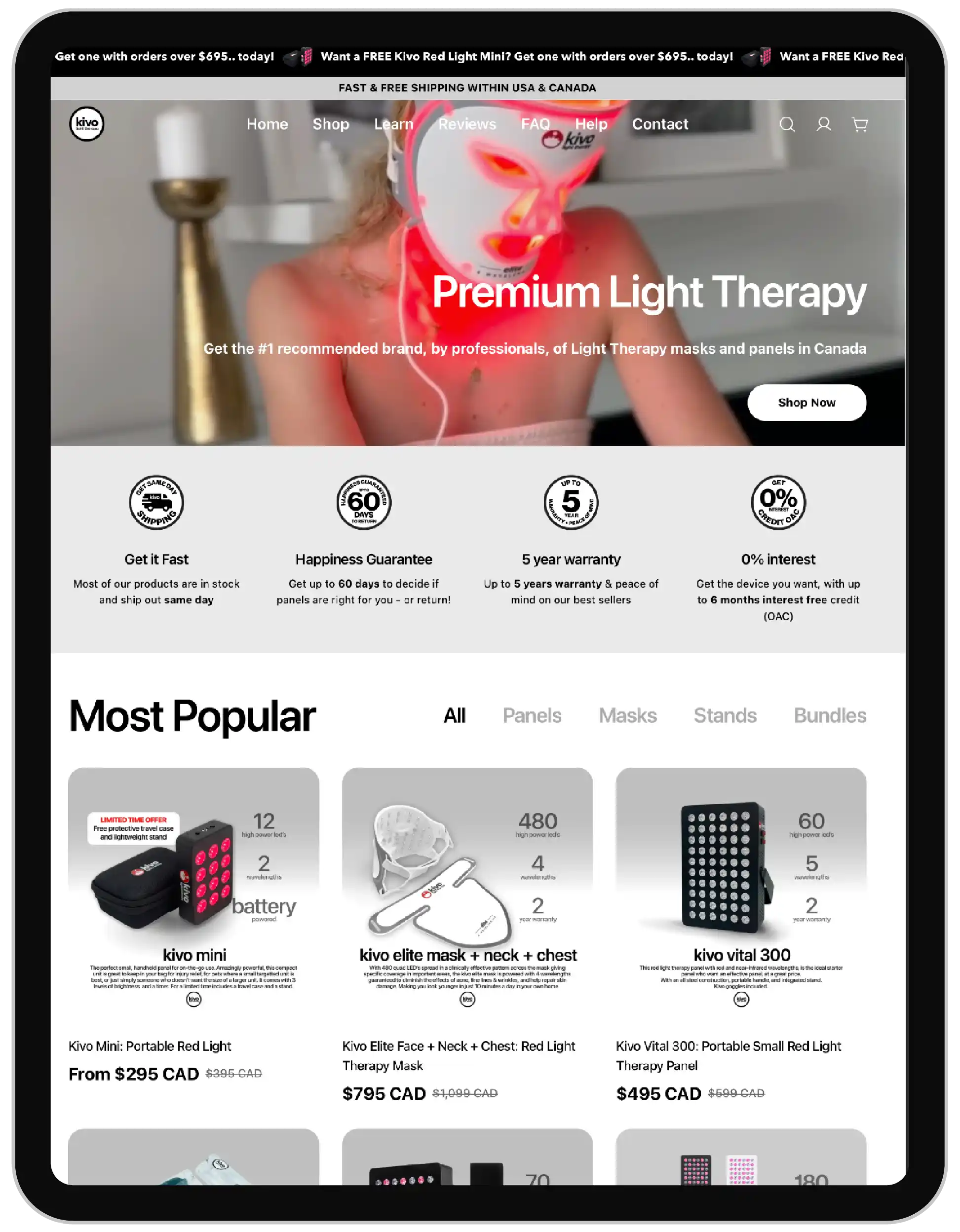 Kivo Red Light Therapy using designerwhere's web design and seo
